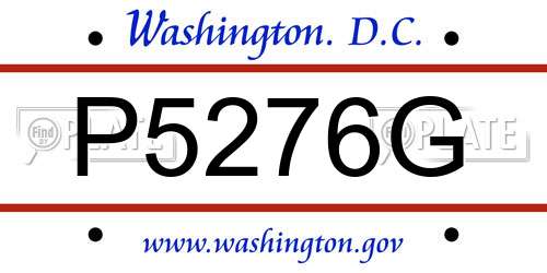 P5276G District Of Columbia License Plate