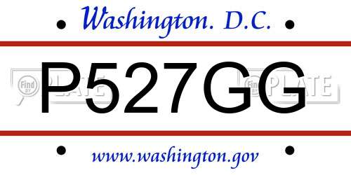 P527GG District Of Columbia License Plate
