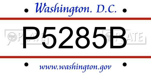P5285B District Of Columbia License Plate