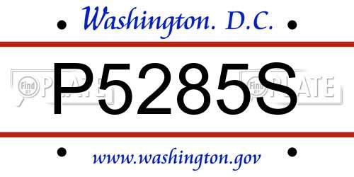 P5285S District Of Columbia License Plate