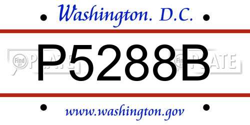 P5288B District Of Columbia License Plate
