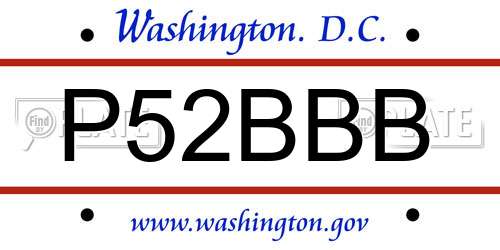 P52BBB District Of Columbia License Plate