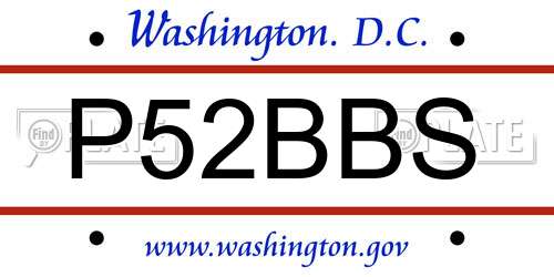 P52BBS District Of Columbia License Plate