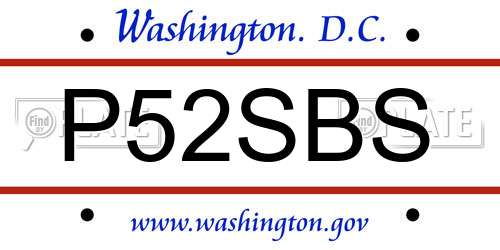 P52SBS District Of Columbia License Plate