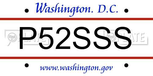 P52SSS District Of Columbia License Plate