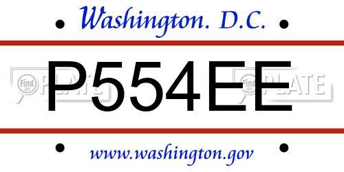 P554EE District Of Columbia License Plate