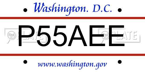 P55AEE District Of Columbia License Plate