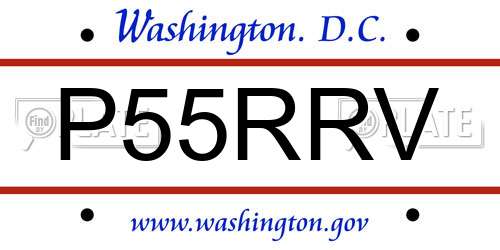 P55RRV District Of Columbia License Plate