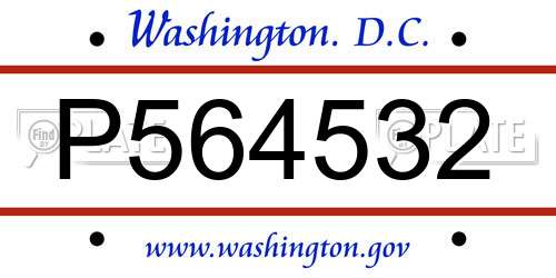 P564532 District Of Columbia License Plate