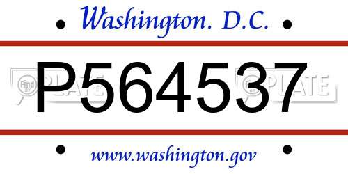 P564537 District Of Columbia License Plate