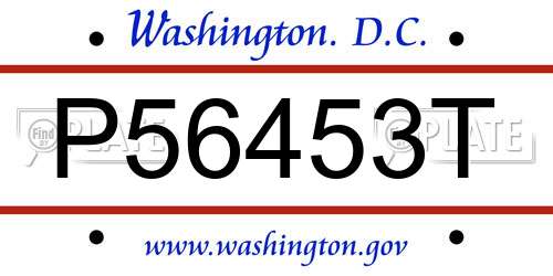 P56453T District Of Columbia License Plate
