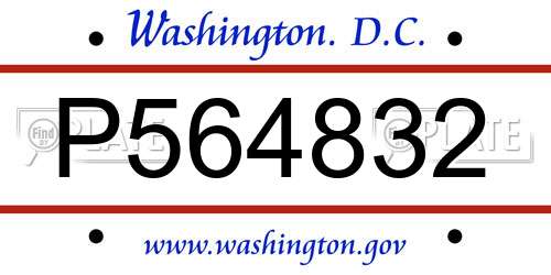 P564832 District Of Columbia License Plate