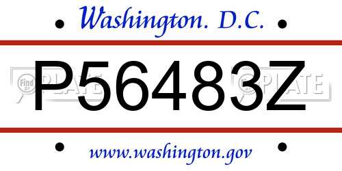 P56483Z District Of Columbia License Plate