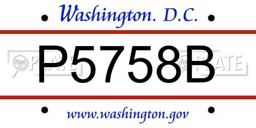 P5758B District Of Columbia License Plate