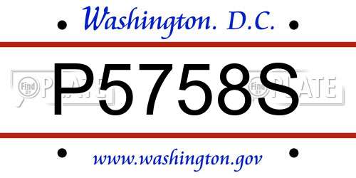 P5758S District Of Columbia License Plate