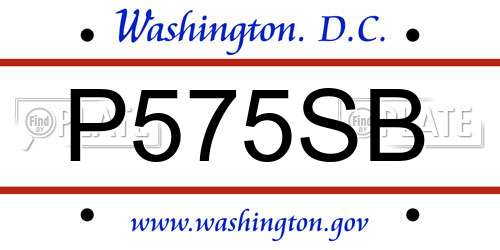 P575SB District Of Columbia License Plate