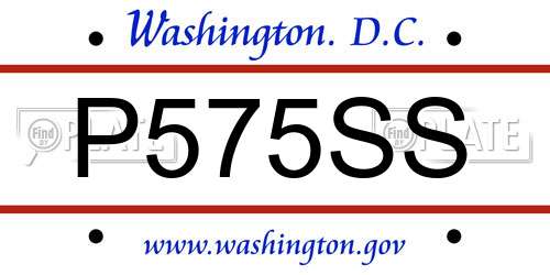 P575SS District Of Columbia License Plate