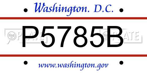 P5785B District Of Columbia License Plate
