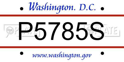 P5785S District Of Columbia License Plate