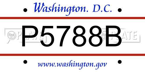 P5788B District Of Columbia License Plate