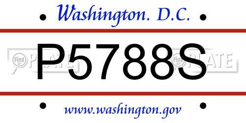 P5788S District Of Columbia License Plate