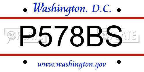 P578BS District Of Columbia License Plate