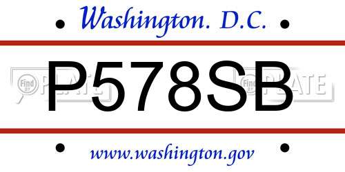 P578SB District Of Columbia License Plate
