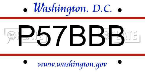 P57BBB District Of Columbia License Plate