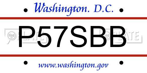 P57SBB District Of Columbia License Plate