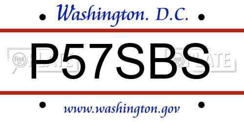 P57SBS District Of Columbia License Plate