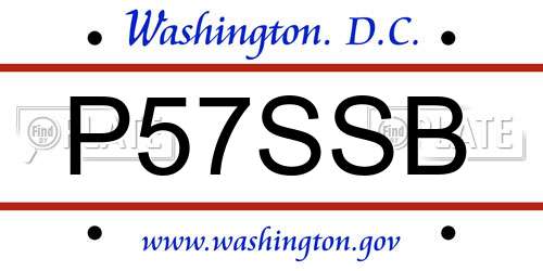 P57SSB District Of Columbia License Plate
