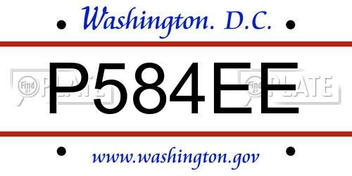 P584EE District Of Columbia License Plate