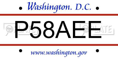 P58AEE District Of Columbia License Plate