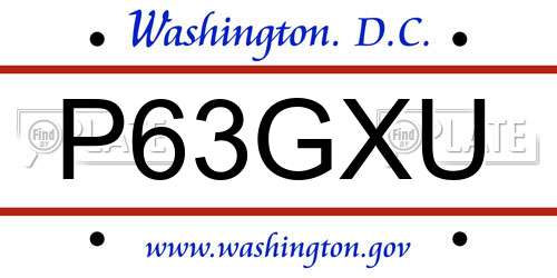 P63GXU District Of Columbia License Plate