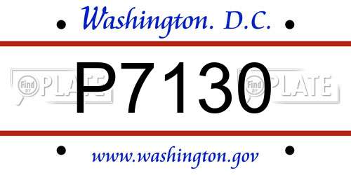 P7130 District Of Columbia License Plate