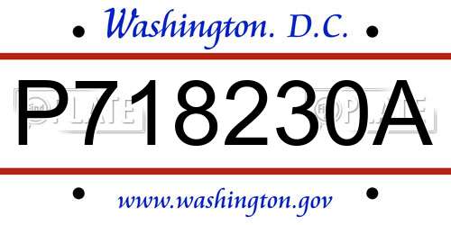 P718230A District Of Columbia License Plate