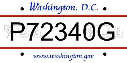 P72340G District Of Columbia License Plate