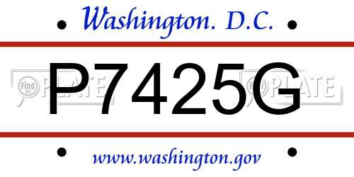 P7425G District Of Columbia License Plate