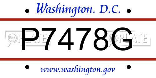 P7478G District Of Columbia License Plate