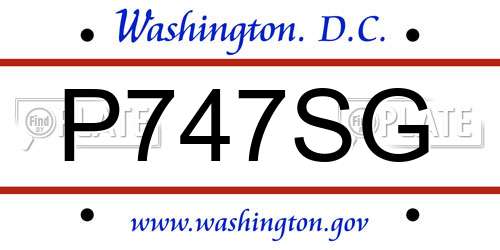 P747SG District Of Columbia License Plate