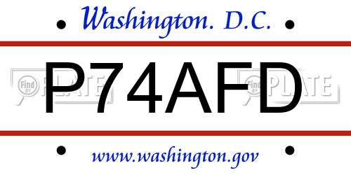 P74AFD District Of Columbia License Plate