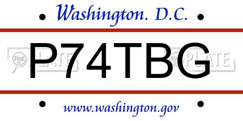 P74TBG District Of Columbia License Plate