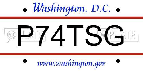 P74TSG District Of Columbia License Plate