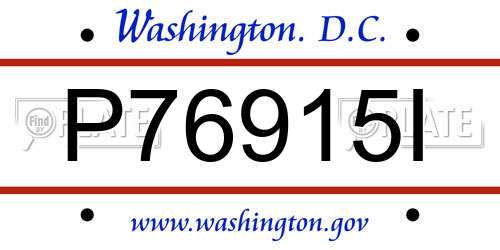 P76915I District Of Columbia License Plate