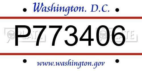 P773406 District Of Columbia License Plate
