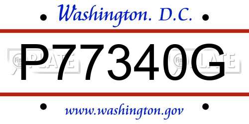 P77340G District Of Columbia License Plate