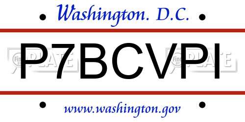 P7BCVPI District Of Columbia License Plate