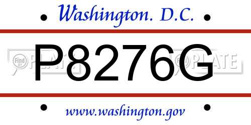 P8276G District Of Columbia License Plate