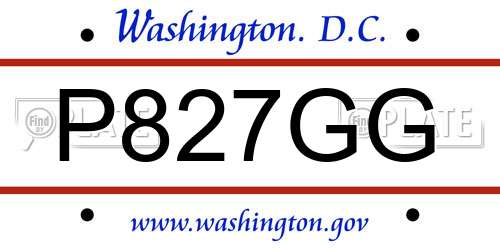 P827GG District Of Columbia License Plate