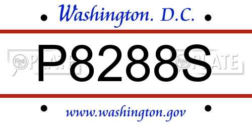 P8288S District Of Columbia License Plate